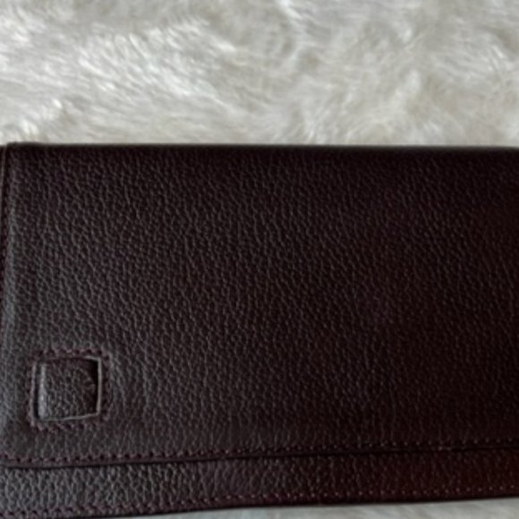 Chequebook Holder Wallet Billfold Genuine Leather Check Book Vintage - Picture 8 of 10